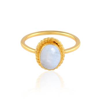 Brass goldplated moonstone fashion finger ring for women 2