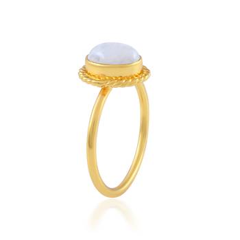 Brass goldplated moonstone fashion finger ring for women 3