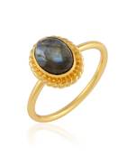 Brass goldplated cat"s eye lehsuniya fashion finger ring for women