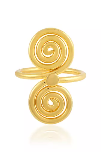 Brass goldplated spiral fashion jewellery finger ring for women