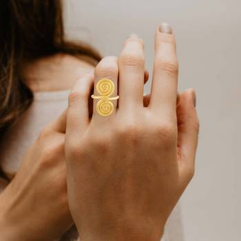 Brass goldplated spiral fashion jewellery finger ring for women 4