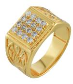 Gold plated brass, cz studded, stylish wedding, engagement, proposal finger ring men stylish fashion