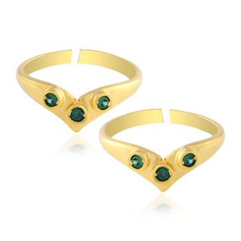 Brass gold plated imitation emerald panna wedding bridal adjustable free size toering fashion ethnic jewellery for women 3