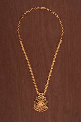 Golden necklace 20" medium length with ruby pendant one gram gold 2