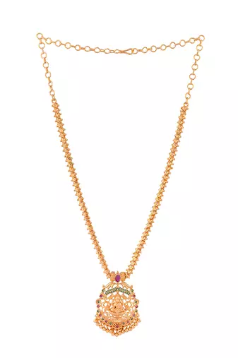 Golden necklace 20" medium length with ruby pendant one gram gold