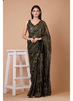 Georgette Designer Embllished Sequins Saree 1