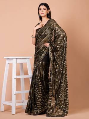Georgette Designer Embllished Sequins Saree 3