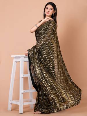 Georgette Designer Embllished Sequins Saree 4