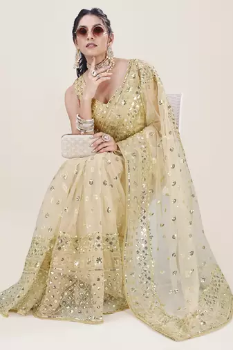 Premium Net Gold Sequins & Embroidery Designer Party Wear Saree