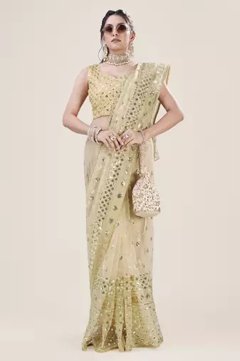 Premium Net Gold Sequins & Embroidery Designer Party Wear Saree