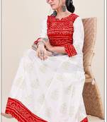 Heavy_Rayon White & Red Pigment Bandhani Print Foil Anarkali_Kurti