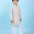 Kids farm cotton silk full sleeves floral printed and sequiend kurta pyjama set-white