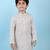Kids farm cotton silk full sleeves floral printed and sequiend kurta pyjama set-white