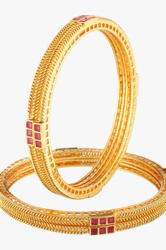 Women set of 4 24ct gold-plated handcrafted bangles
