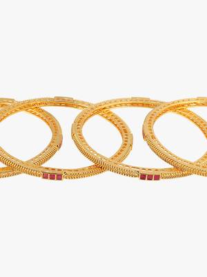 Women set of 4 24ct gold-plated handcrafted bangles 2