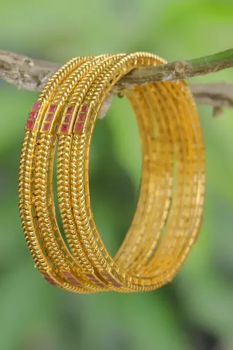Women set of 4 24ct gold-plated handcrafted bangles