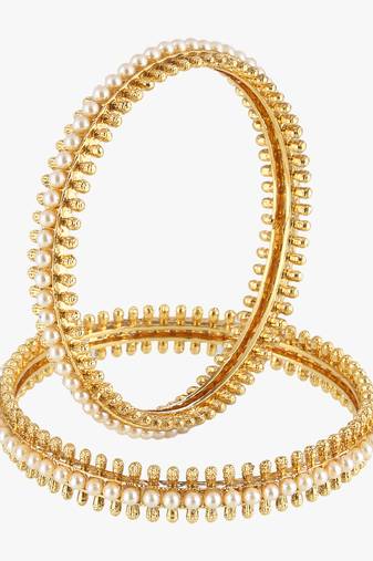 Women set of 2 24k gold-plated embellished designer bangles