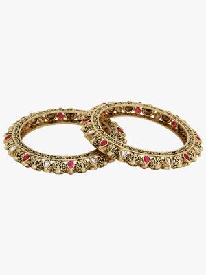 Women set of 2 24k gold-plated embellished designer bangles 2