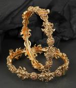 Women set of 2 24k gold-plated embellished designer bangles