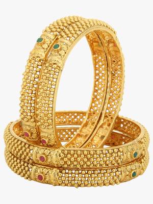 Women set of 4 24k gold-plated embellished designer bangles 1