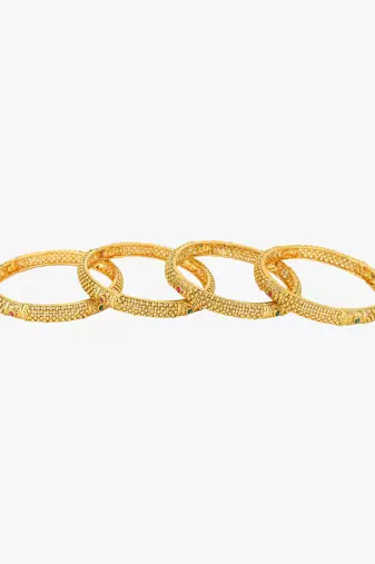 Women set of 4 24k gold-plated embellished designer bangles