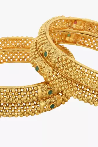 Women set of 4 24k gold-plated embellished designer bangles