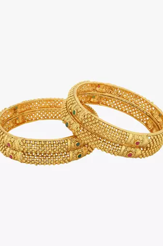 Women set of 4 24k gold-plated embellished designer bangles