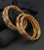 Women set of 4 24k gold-plated embellished designer bangles