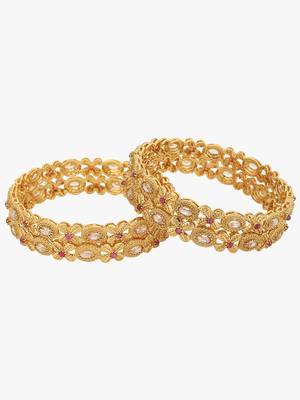 Women set of 4 24k gold-plated embellished designer bangles 2