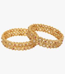 Women set of 4 24k gold-plated embellished designer bangles