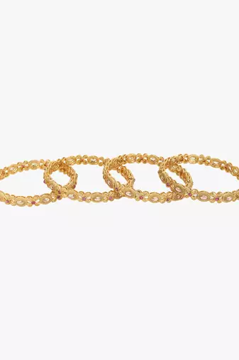 Women set of 4 24k gold-plated embellished designer bangles