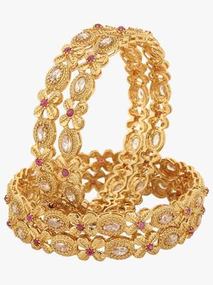 Women set of 4 24k gold-plated embellished designer bangles 1