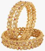 Women set of 4 24k gold-plated embellished designer bangles