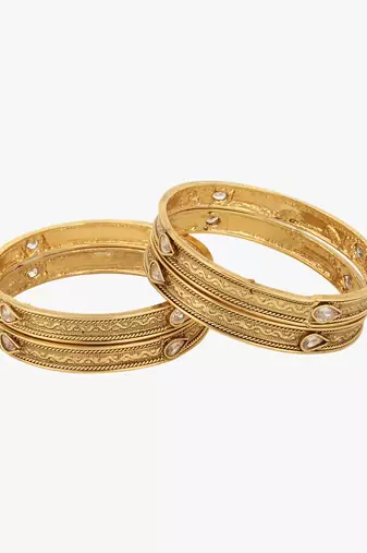 Women set of 4 24k gold-plated embellished designer bangles