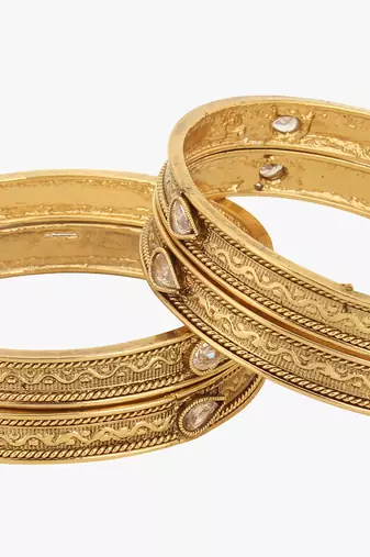 Women set of 4 24k gold-plated embellished designer bangles