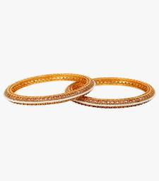 Women set of two 24ct copper gold-plated handcrafted stone-studded bangle