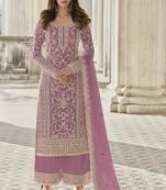Pink Color Net Fabric Salwar Suit In Net Fabric With Embroidery As
