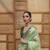 Kimisha women's green organza woven saree with unstitched blouse piece