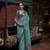 Kimisha women's teal organza woven saree with unstitched blouse piece