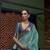 Kimisha women's teal organza woven saree with unstitched blouse piece