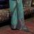 Kimisha women's teal organza woven saree with unstitched blouse piece