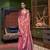 Kimisha women's coral pink organza woven saree with unstitched blouse piece