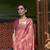 Kimisha women's coral pink organza woven saree with unstitched blouse piece