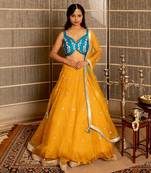 Mustard Organza Lehenga Set