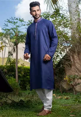 Mens cotton plain kurta pajama 2