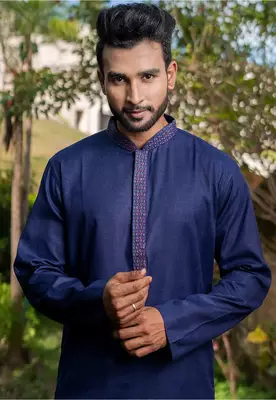 Mens cotton plain kurta pajama 3