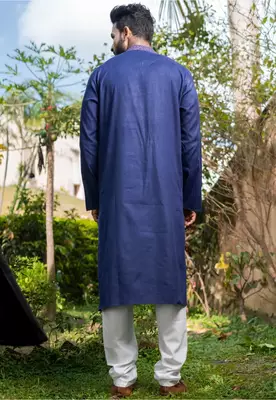Mens cotton plain kurta pajama 4