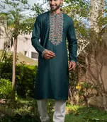 Mens cotton embroidered kurta pajama