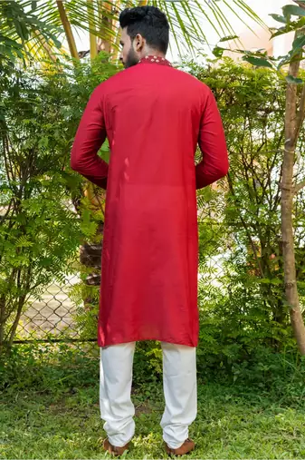 Mens cotton embroidered kurta pajama