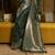 Kimisha women's dark green silk woven saree with unstitched blouse piece